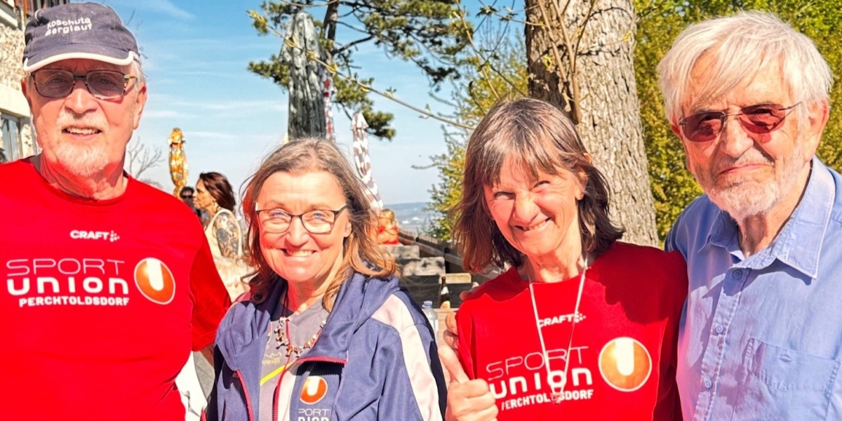 SPORTUNION Perchtoldsdorf beim Höllensteinlauf v.l.n.r. Franz Heindl, Ilse Wakonig, Susanna Tupy, Ernst Kraft