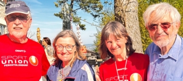 SPORTUNION Perchtoldsdorf beim Höllensteinlauf v.l.n.r. Franz Heindl, Ilse Wakonig, Susanna Tupy, Ernst Kraft